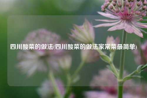 四川酸菜的做法(四川酸菜的做法家常菜最简单)