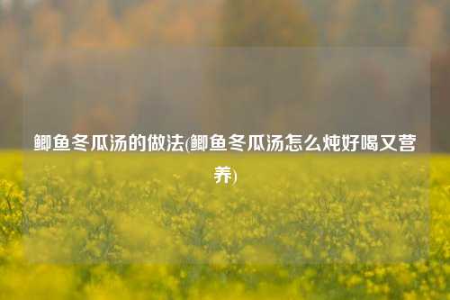 鲫鱼冬瓜汤的做法(鲫鱼冬瓜汤怎么炖好喝又营养)