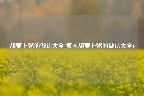 胡萝卜粥的做法大全(瘦肉胡萝卜粥的做法大全)