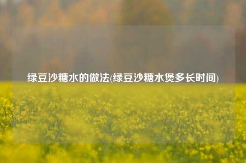 绿豆沙糖水的做法(绿豆沙糖水煲多长时间)